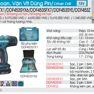 Máy Khoan vặn vít dùng pin Makita DDF453SYX1