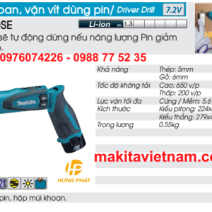 Máy khoan, vặn vít dùng pin Makita DF010DSE