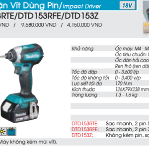 Máy vặn vít dùng pin Makita DTD153Z (không kèm pin sạc)