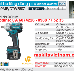 Máy siết bu lông, vặn ốc Makita DTW280Z (14.4V) (không kèm pin sạc)