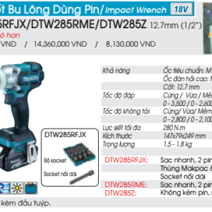 Máy siết bu lông dùng pin Makita DTW285Z (không kèm pin sạc)