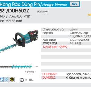 Máy cắt tỉa hàng rào dùng pin Makita DUH602Z (không kèm pin sạc)
