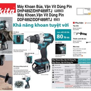 Máy khoan và vặn vít dùng pin Makita DDF489Z (BL)(18V)(Không kèm pin, sạc)