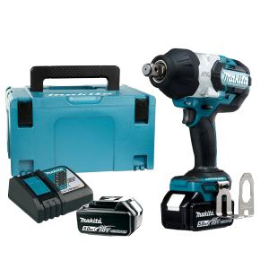 Máy siết bu lông dùng pin Makita DTW1001JX2 (19MM/DÂY ĐEO/ Sạc nhanh(DC18RC), 2 pin 5.0Ah (1850B))
