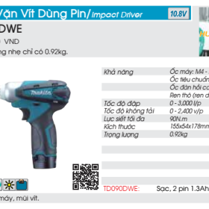 Máy vặn vít dùng pin Makita TD090DZ (không kèm pin sạc)