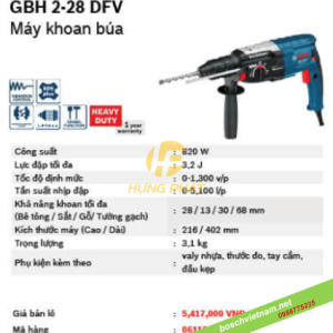 Máy khoan bê tông Bosch GBH 2-28 DFV