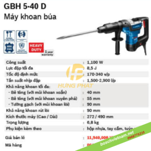 Máy khoan bê tông Bosch GBH 5-40D