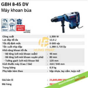 Máy khoan bê tông Bosch GBH 8-45D