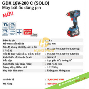 Máy siết bu long Bosch GDS 18V-400 (chưa kèm pin sạc)