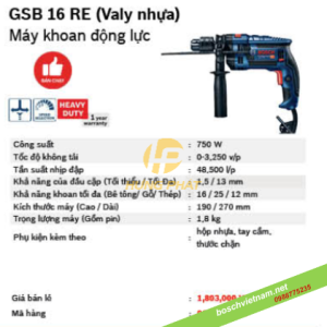 Máy khoan động lực Bosch GSB 16 RE