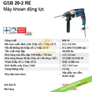 Máy khoan động lực Bosch GSB 20-2 RE